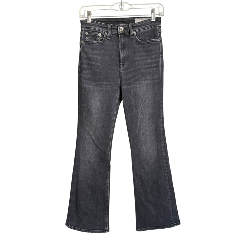 Rag and Bone Nina High Rise Ankle Flare Jeans Size 25 Gravity Gray Wash Cropped